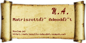 Matriszottó Adeodát névjegykártya